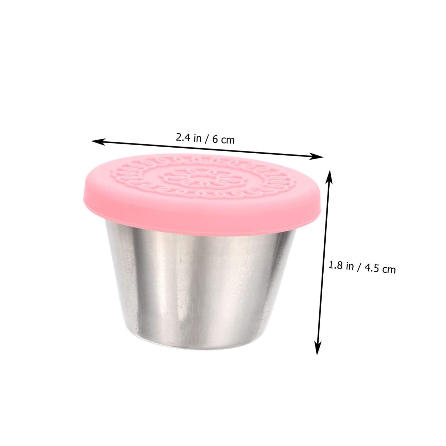 Mikinona Small Sauce Containers Lids 6 Pack Stainless Steel Dipping Cups Seasoning Cups Cover Design for Kitchen Perfect for Takeout