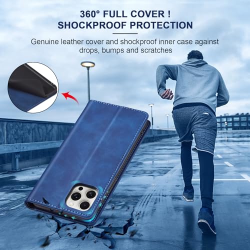 Image of Jasonyu Flip Wallet Case for iPhone 15 Pro,Blue