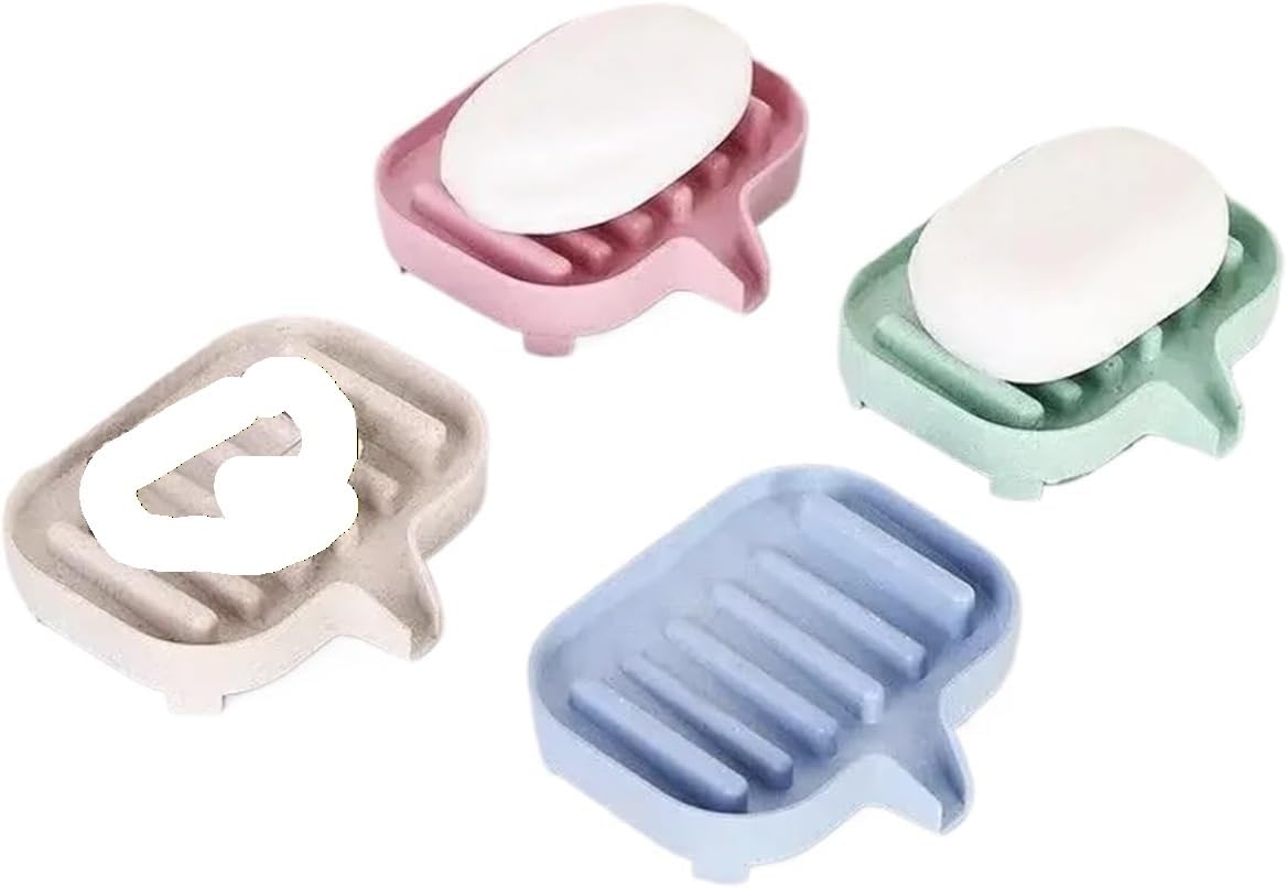 Jabonera Antideslizante, Jabonera de Silicona Multicolor, Soporte Barra autodrenante for baño y Cocina, 4 Uds(Beige)