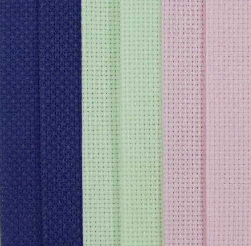 Image of KCS 4 /6 pc of 12 inch x 18 inch(30cmx45cm) 16 Count Cotton Aida Cloth Cross Stitch Fabric (6 pc,Royal Blue+Light Green+Pink)