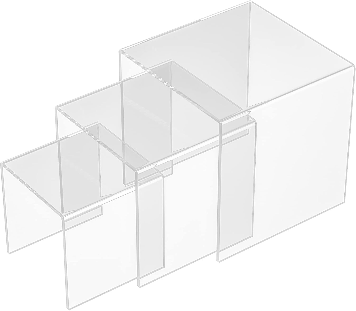 Amazon.com: Sezanrpt Square Acrylic Shelf Risers 3pcs, Acrylic Dessert ...