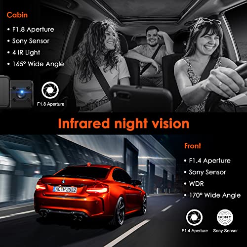 VANTRUE 4K Dash Cam Front and Inside with GPS, N2S Dual Dashcam for Car 2.5K + 2.5K, Taxi Car Camera Front and Rear with IR Night Vision, Dashboard Camera 24H Parking Mode, 512GB Max - Image 4