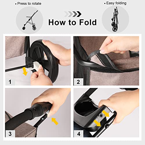 Pet-Dog-Stroller-3-Wheel-Cat-Dog-Stroller-with-Storage-Basket-and-Cup-Holder-for-Small-and-Medium-Cats-Dogs-Travel-Folding-Carrier-Stroller-Brown - Cucciolini Doodles   Pet-Dog-Stroller-3-Wheel-Cat-Dog-Stroller-with-Storage-Basket-and-Cup-Holder-for-Small-and-Medium-Cats-Dogs-Travel-Folding-Carrier-Stroller-Brown