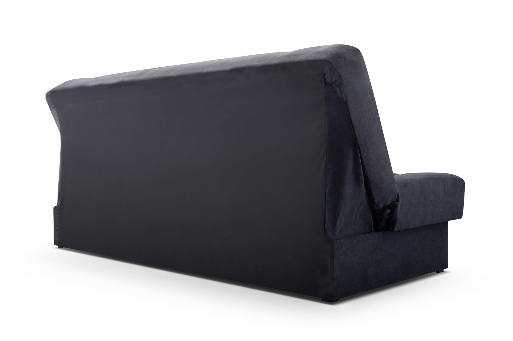 E-MEUBLES Canapé Convertible 3 Places avec Coffre – Clic-Clac avec Rangement | Banquette Lit BZ 2 Places – Sofa Bed en Tissu – Cyprus (Anthracite)