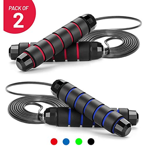 Gembonics Jump Rope, Ball Bearings Tangle-Free Rapid Speed Cable Skipping Rope, Adjustable Jumping