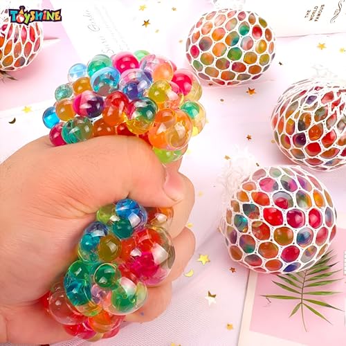 Image of Toyshine 1Pc Magic Slime Mesh Ball Anti-Stress Anti Anxiety Squeeze Grape Ball Multicoloured Water Beads Filled Toy for Kids & Adults | Best for Birthday Return Gift