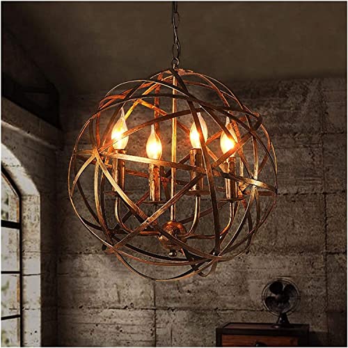 Lustre de balcon et loft sphère créative en métal noir brossé