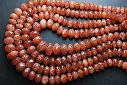 Sunstone naturel perles rondelles facettées 290 carats pour fabrication de bijoux