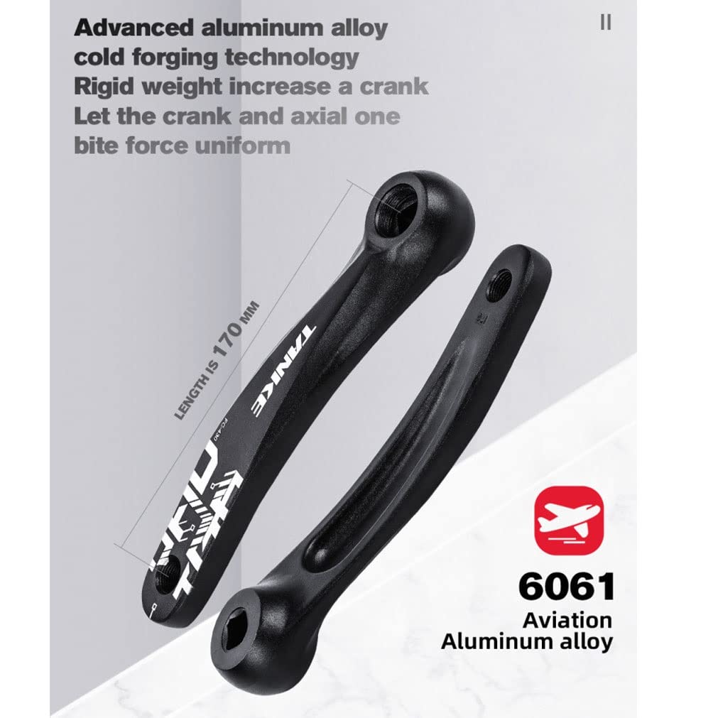 FAXIOAWA Guarnitura conica Quadrata per Mountain Bike 104BCD 170mm Set di pedivelle MTB in Lega di Alluminio Compatibile con Corona Singola