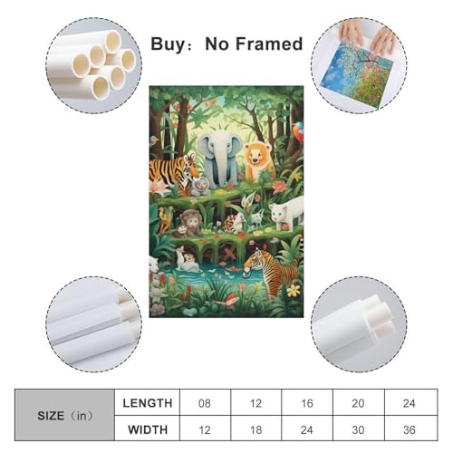 Pinturas murales e impresiones lienzo de animales del bosque de 50x75 cm 2