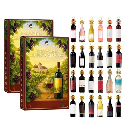livre Calendrier de l'Avent Vin 2025, Calendrier de l'Avent Alcool, Calendriers de l'Avent pour les amateurs de vin, Calendriers du compte à rebours des 24 jours de Noël, Acrylique 2D (2 pcs)