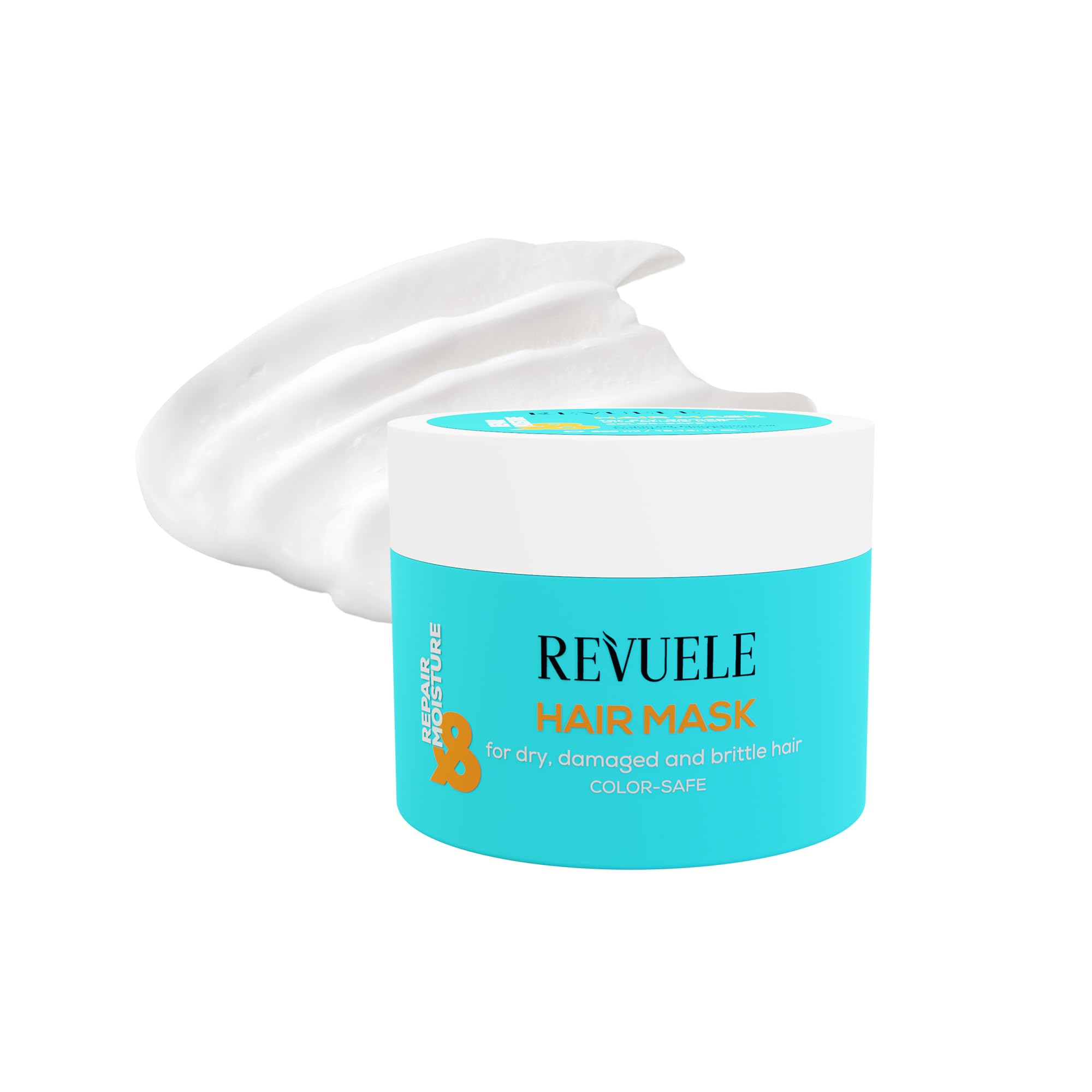 REVUELE Masque Cheveux Repair & Moisture – Masque Capillaire Réparateur et Hydratant avec Kératine, Huiles d’Argan et de Macadamia, Renforce et Nourrit les Cheveux Secs et Abîmés, Anti-Frisottis et Do