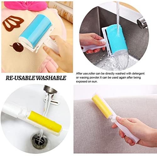 6 Stück Wiederverwendbare Waschbare Fussel-Rolle Klebrige Abwaschbar Staub Fusselrolle Faltbare Sticky Roller Portable-Lockenwickler mit Abdeckung für Saubere Möbel, Teppiche, Kleidung