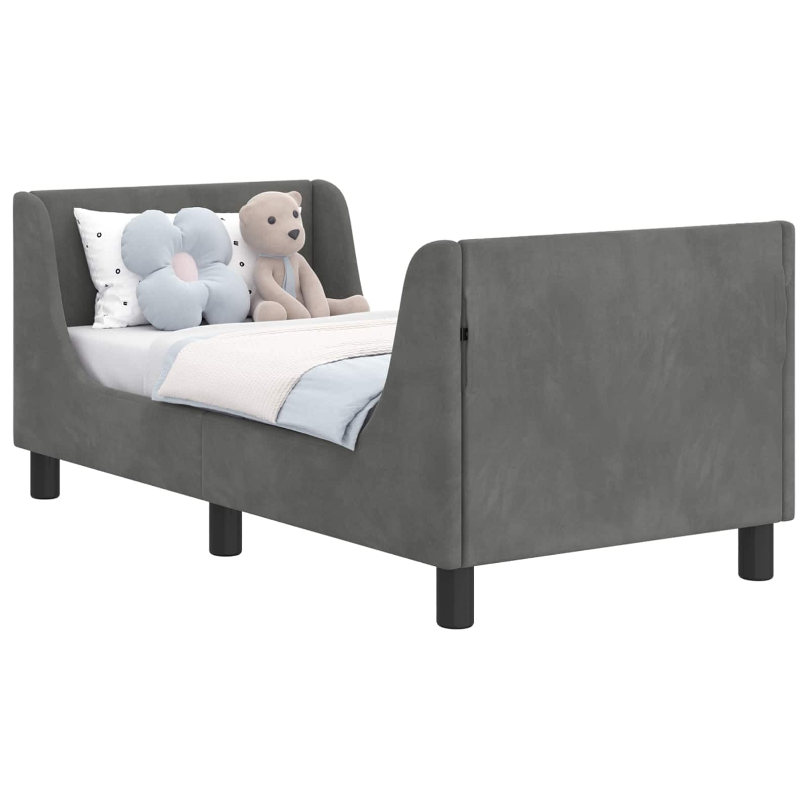 vidaXL Stelaż łóżka dla malucha z oparciem ciemnoszary 70 x 140 cm