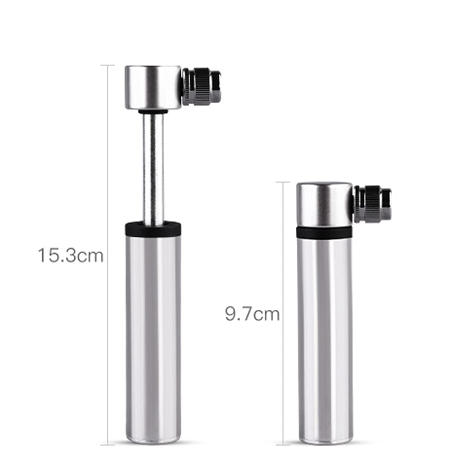TIM-LI Mini Pompa per Bici Portatile, Pompa per Pneumatici per Bici Ad Alta Pressione da 90 PSI con Staffa di Montaggio/Ago Gonfiabile/Bocca Dell'interruttore Adatta A Presta E Schrader,Argento