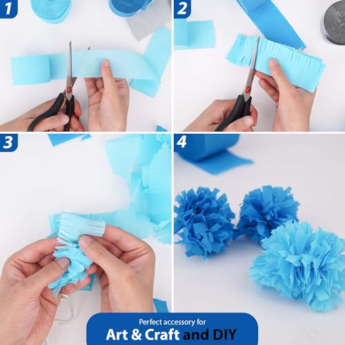 Image of 6 Light Blue Streamers, 492ft Pack of Crepe Paper Party Decorations | Each roll is 82 ft long and 1.8 Inch wide ideal for Birthday Party Decor, Graduation Parties and Baby Showers