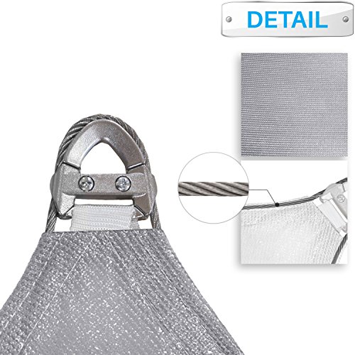 Patio Paradise Large Sun Shade Sail 24' X 24' Rectangle Heavy Duty Strengthen Durable Outdoor Canopy Uv Block Fabric A-Ring Design Metal Spring Reinforcement 7 Year Warranty -Light Gray #TOP2