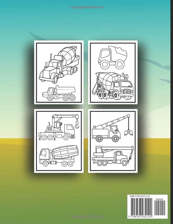 Big Construction Coloring Book for Kids: Unique Collection Of Coloring Pages Including Excavators Cranes Dump Trucks, Cement Trucks And More- Makes A ... Vehicle Gift For Your Little Ones image 3