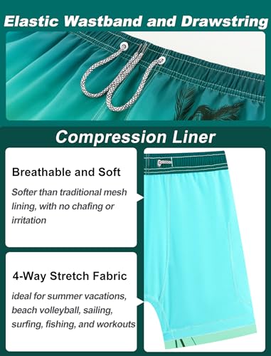 APTRO Mens Swim Trunks with Compression Liner 5" Quick Dry 2 in 1 Swimming Beach Board Shorts Bathing Suit Swimsuit Swimwear3