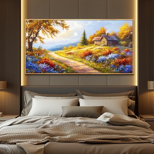KELIYUAN Large Wall Decor For Living Room Framed Canvas Wall Art For Farmhouse Office Mural For Bedroom Landscape Painting Print Artworks Pictures Dining Room Kitchen Modern Home Decor 30"X60"