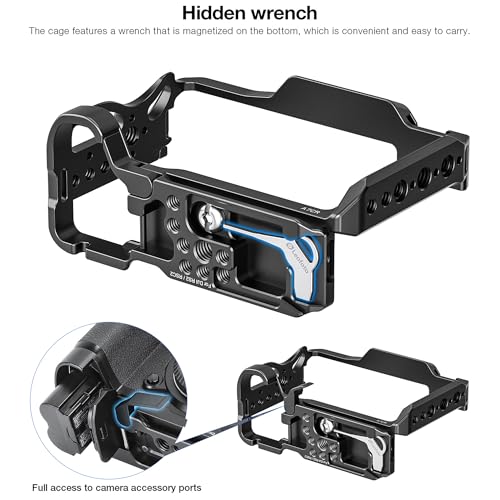 Image of Leofoto A7CR Camera Video Cage for Sony A7C II / A7CR /A7C,Aluminum Alloy Camera Cage w Anti-Twist Design,Compatible with Arca,Multiple 1 /4 inch-20 & 3 /8 inch-16 ARRI Accessory for Microphones, Monitors, etc