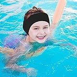 Oyria Dehnbares verstellbares Schwimmstirnband, Erwachsene Kinder Schwimmen Ohrstirnband Schutzband Neopren Elastisches Schwimmhaarband für Wasseraktivitäten (Schwarz, L)