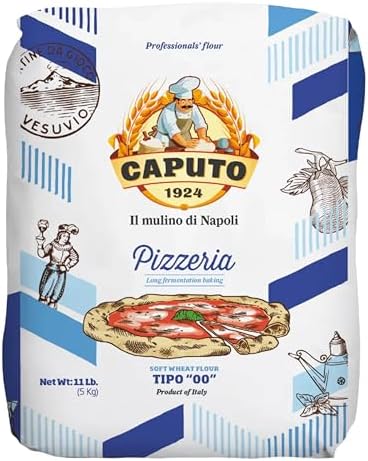 Antimo Caputo Pizzeria Flour Blue, 11 Pound (5Kg) Bag - Italian 00 Flour - Soft Wheat for Pizza Dough - Makes that Perfectly Elastic, Chewy, Crispy Bubble Neapolitan Pizza