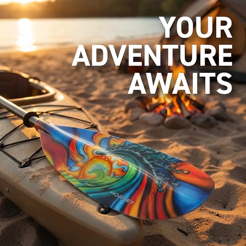 Image of Hornet Watersports Fiberglass Kayak Paddle for Adults- Ideal for Touring, Fishing and Boating- 90.5 inches / 230CM Adjustable with Carbon Fiber Shaft- Kayak Oars Kayaking Equipment