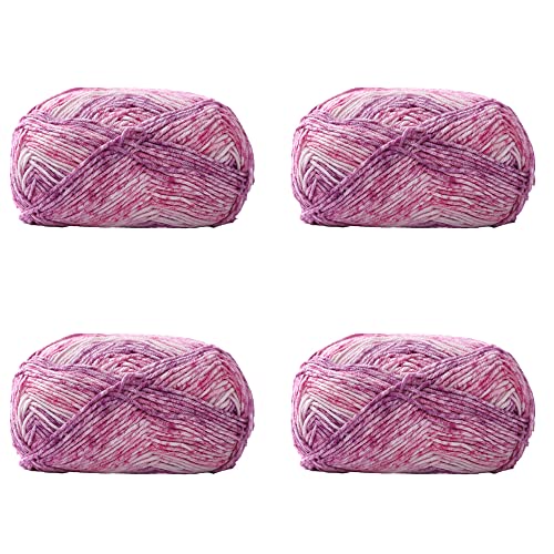 4x40g Super Soft Baby Cotton Blend Yarn Worsted Weight Space Dyed Ombre Yarn For Knitting Sweaters Scarf Hat And Crochet DIY Crafts (Color 5#)