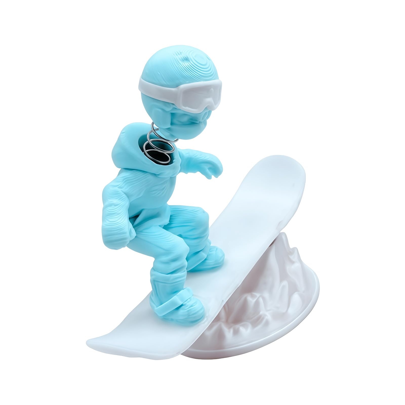 Oxxggkao Cyan Miniature Snowboarding Figurine Rocking Sculpture Ornament For Desktop Display Or Car Dashboard Accessories Gift Funny Skiing Figure