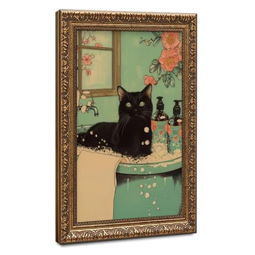 Affiche chat style japonais déco salle de bain zen et chambre