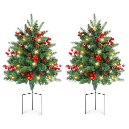 XmasExp Set of 2 Outdoor Christmas Tree with Lights Small