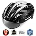 Casco bicicleta/Casco Bicic con luz,Certificado CE, casco bicicleta adulto con Visera Magnética Desmontable Gafas de Protección Super Light Casco Integral de Bicicleta Skateboarding Ski & Snowboard