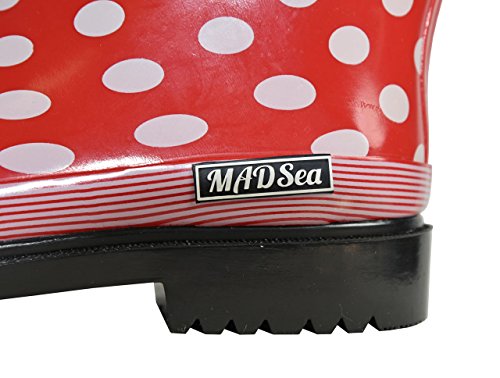 MADSea Damen Gummistiefel Ocean Halbschaft, Rot mit weißen Punkten, 39 EU