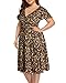 Lepord Print Dress Plus Size Wrap Midi Short Sleeve Casual Summer V-Neck Wedding Guest Maternity Knit Sun Dress Women Leopard