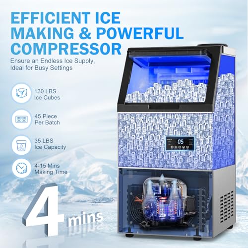 Tazpi TM45D01 Commercial Ice Maker Machine 130Lbs/24H, Undercounter/Freestanding Ice Machine thumb #2