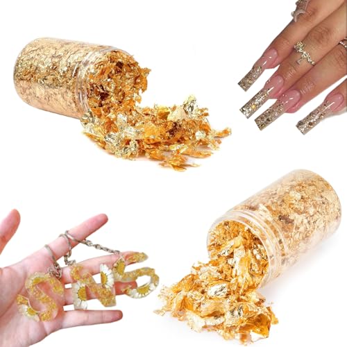 HSYTEK 2 botellas de hojas de oro, pan de oro para manualidades