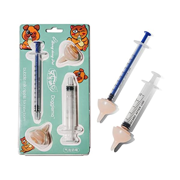 Bubble-milk-bowl-Silicone-Feeding-Nipple-and-Syringes-for-Newborn-Kittens-Puppies-Rabbits-Small-Animals-Dongdong-pet-S-2-pcs-Pink Pink Bubble Milk Bowl