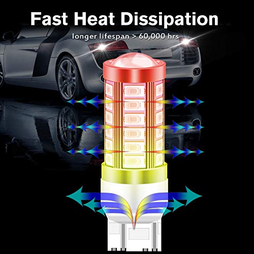 Katur 4Pcs 7443 7444Na 5630 33-Smd Red 900 Lumens Super Bright Led Turn Tail Brake Stop Signal Light Lamp Bulb 12V 3.6W #TOP2