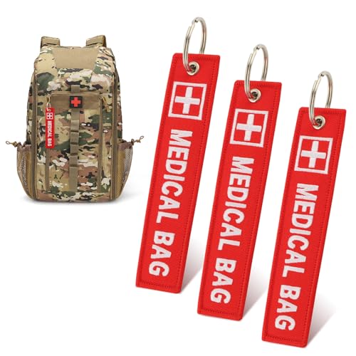3 Pcs Medical Alert Bag Tags, Double-Sided Medical Equipment Device Luggage ID Tag, Red Key...