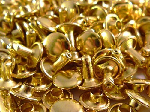 Double Cap Brass Rivets 7x7mm Two Piece Tubular Rivets Leather Craft Repair by Abbeytops