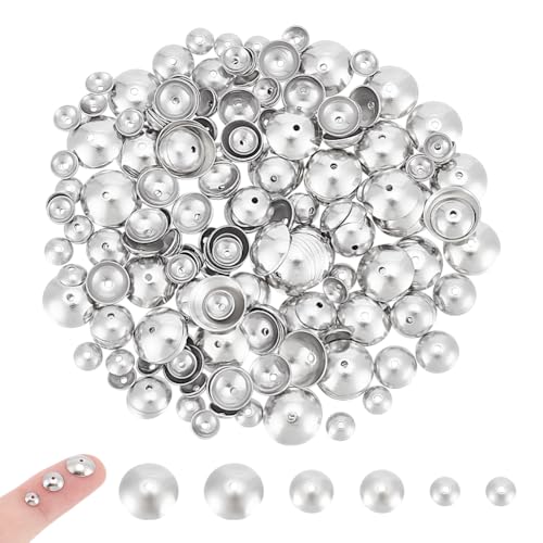 UNICRAFTALE 240Pcs Stainless Steel Apetalous Flower Bead Caps 4-8mm Meal Spacer Caps Bead Half Round Cap Spacers End Charm Caps for Bracelet Necklace Jewelry Making 0.5-0.8mm Hole