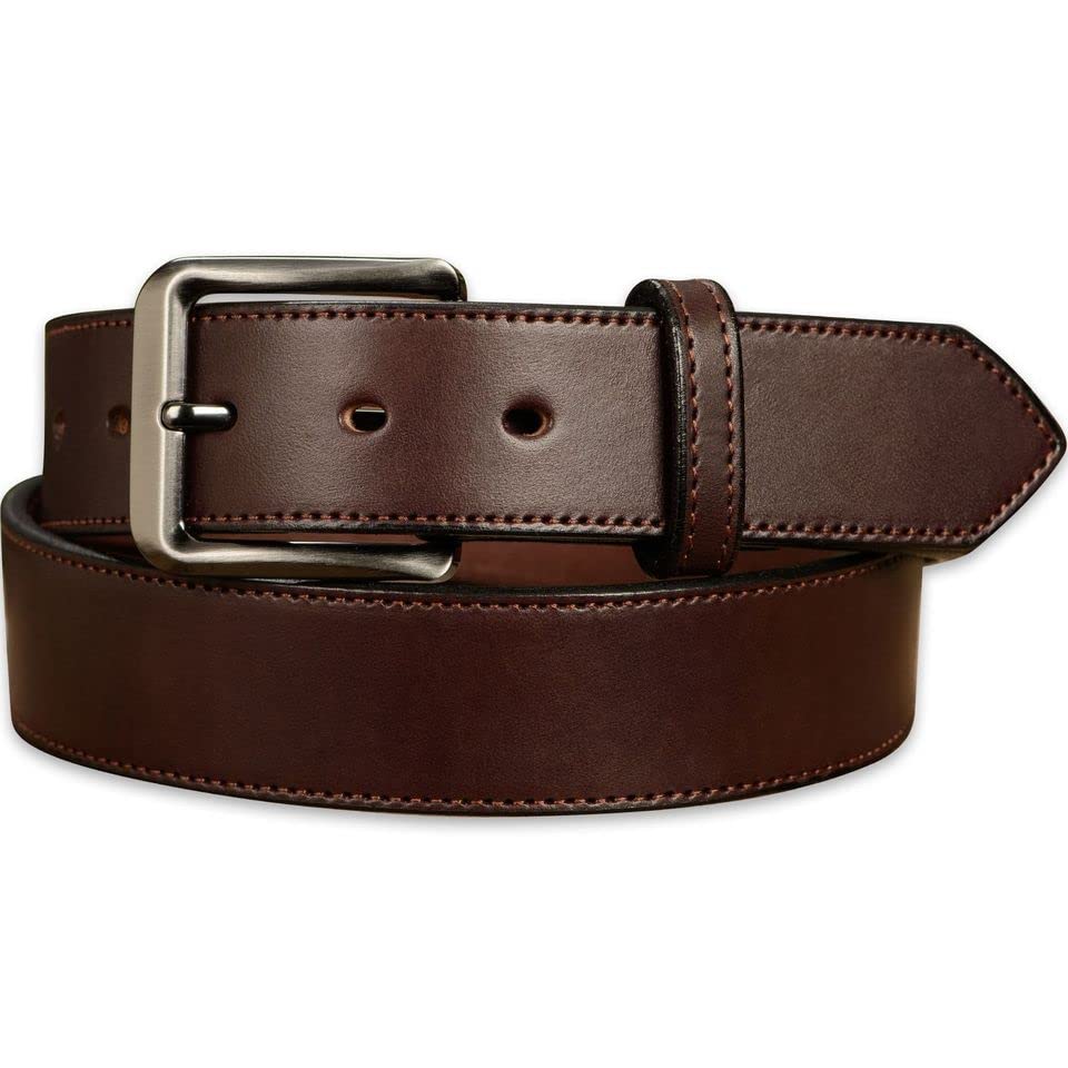 Bullhide Belts Mens Leather Belt, Genuine Full Grain Leather, Heavy-Duty, Nylon Stitched Belts, 1.50