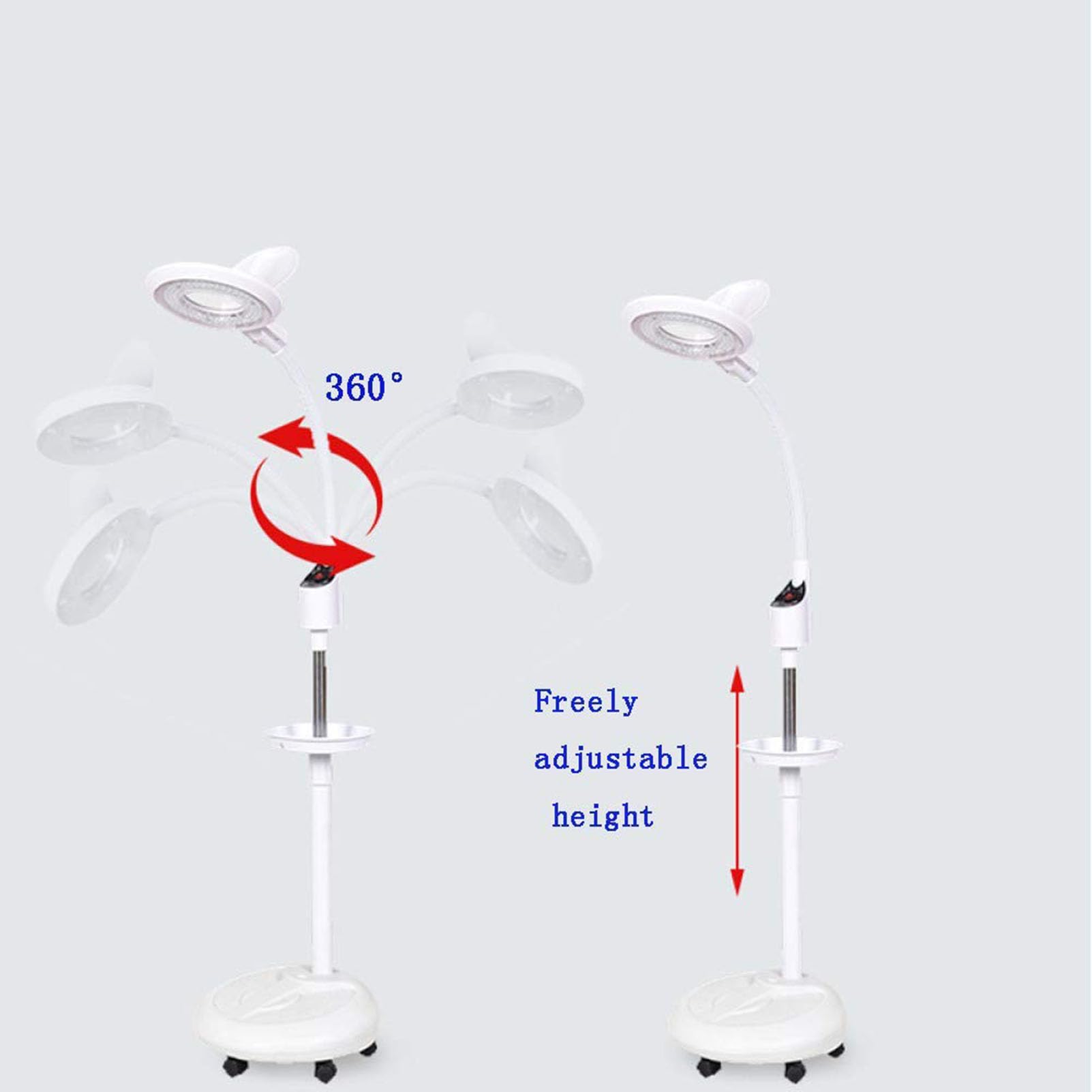 Lampada da Terra con ingrandimento Verticale a LED, Lampada di Bellezza, Lampada da Lettura a Collo di Cigno Regolabile in Altezza Lampada da Lettura con Lente d'Ingrandimento a LED Regolabile