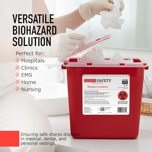 Dynarex Dispo Safety Sharps Container - 2 gal. - Puncture-Resistant Biohazard Container for Safe Hazardous Waste Disposal - 6.9" × 10.8" × 9.98" - 1 Count - Thumbnail 5