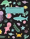  Kritter Haus Primary Graph Paper Notebook, 160 Pages, 8.5 x 11 Inches, Kritter Sea Animals Design- Black, Kawaii Style Notebook: For ages 8-18