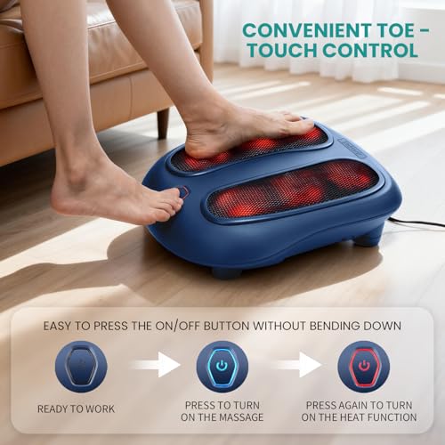Image of Nekteck Shiatsu Foot Massager with Heat for Neuropathy, Plantar Fasciitis | HSA Eligible FSA Electric Foot Massager Machine for Pain Relief and Circulation, Ideal Gifts for Women Man Her Him Dad