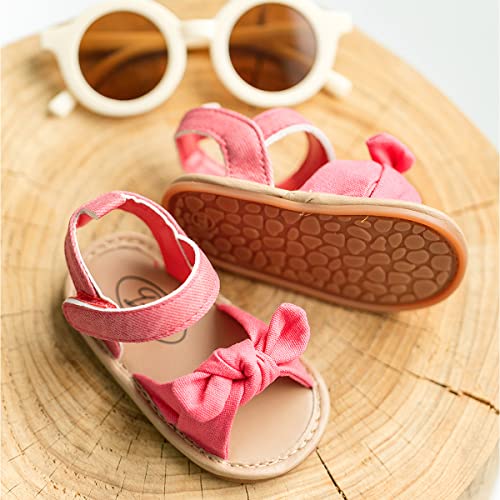 Image of Miamooi Infant Baby Girls Boys Sandals Summer Bowknot Crib Shoes Toddler Pu Leather Flower Soft Rubber Sole Dress Flats First Walker Shoes