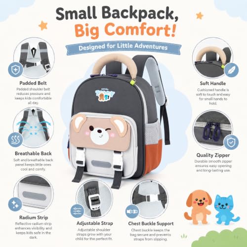 Image of Storite Kids Backpack for Boys & Girls 8L (3-6 Years) | Cute Crab Design Lightweight Toddler School Bag | Nursery & Preschool Cartoon Backpack with Front Pocket