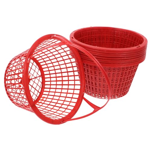 HANABASS 10pcs Small Plastic Fruit Picking Basket Round Container Handle for Strawberry Blueberry Harvest Versatile Storage for Boys and Girls and Home Use